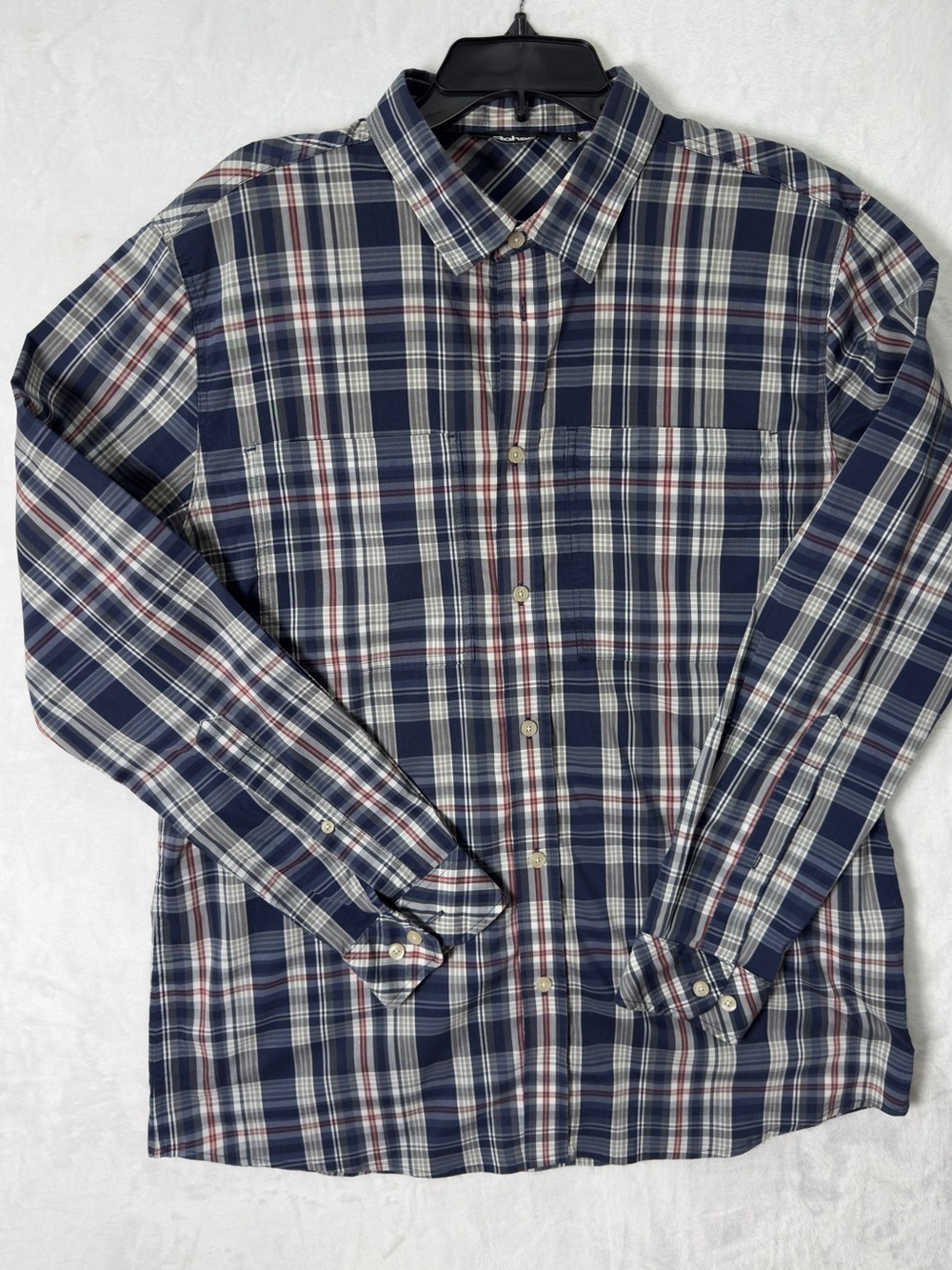 Rohan Men’s Large Blue Plaid Long Sleeve Button Down Travel Shirt